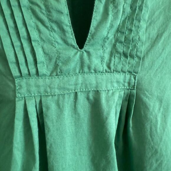 BEAMS | Tendance par Ray Beams Green cotton crochet trim Tie Neck Blouse Medium - Picture 3 of 9